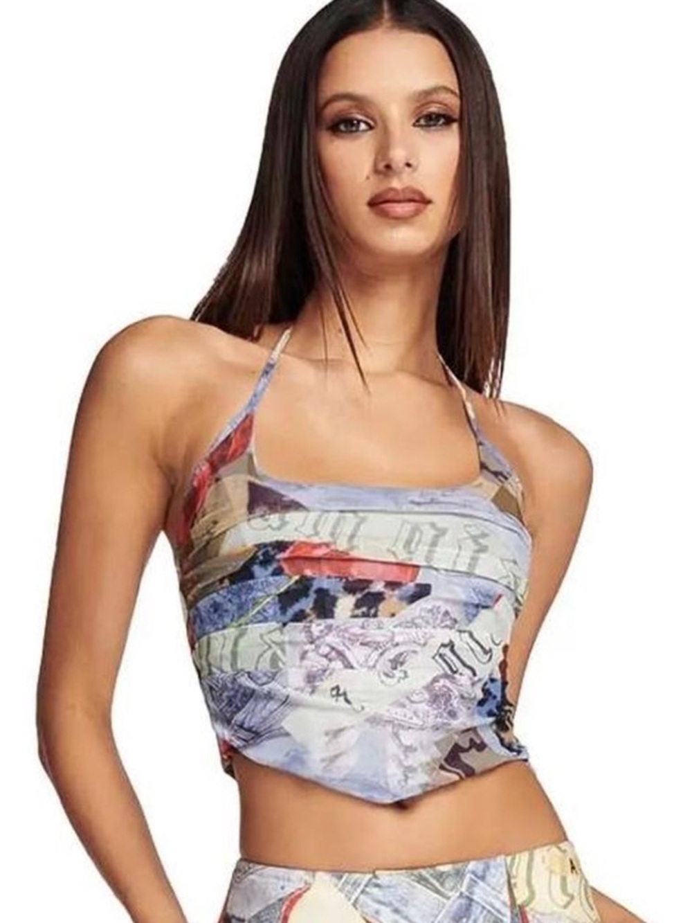 I.AM.GIA Lucia Printed Corset Top and Skirt Set - Multicolor Patchwork